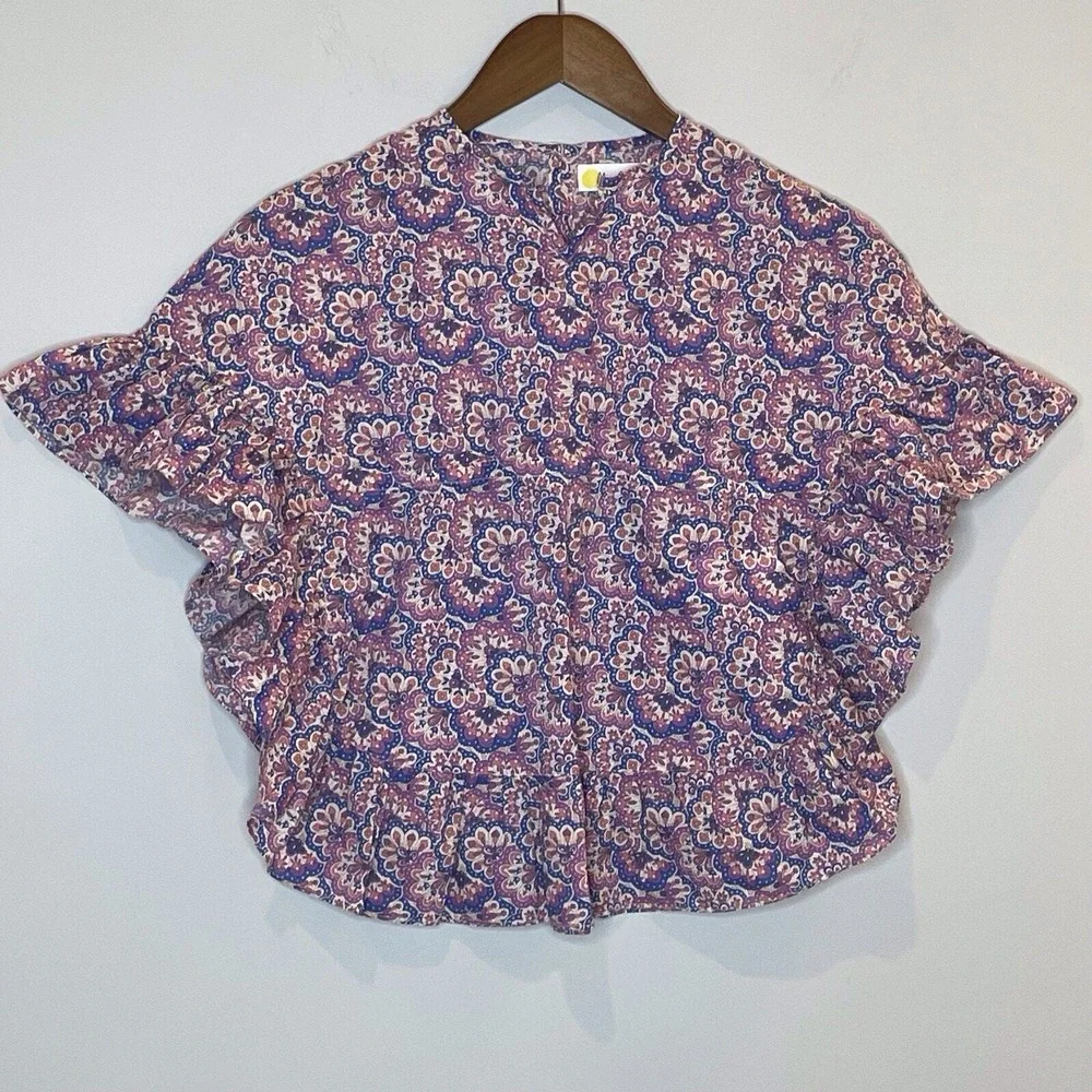 Mini Boden Printed Poncho Kaftan Swim Coverup Lupin Peach Paisley‎ Print Trip 3T